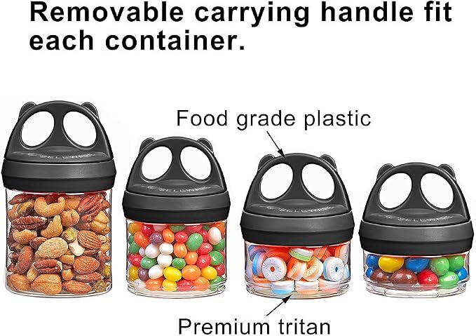 BeneLabel Stackable Food Storage Containers with Twist Lock System - BPA-Free Tritan Containers for Travel, Formula, Protein Powder, Snacks - Leakproof & Dishwasher Safe - 31 oz (Black)