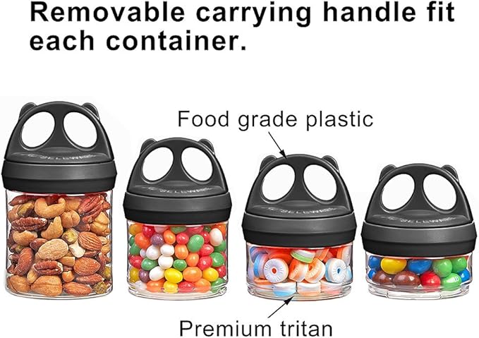 SELEWARE Black Stackable Snack Containers for Kids Toddlers Adults, 31oz | Portable Food Storage Containers for Snacks Formula Powder Drinks and Travel, Twist Lock System Airtight Leak-proof BPA Free