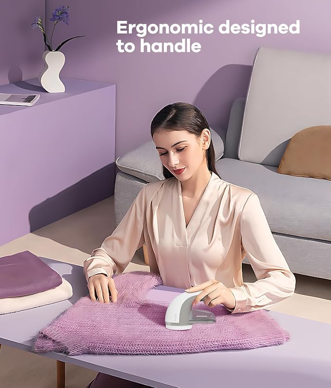 Ruidla Lint Remover, Fabric Shaver for Clothes and Furniture | Sweater Shaver with 6-Leaf Blades & Safety Lock, Lint Shaver Fabric Shaver 4 Times Efficiency to Remove Pilling(Grey)