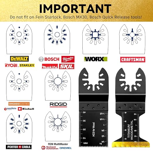 AIFICUT 31 PCS Multi Tool Blade Kits, Professional Titanium Oscillating Tool Blades for Metal, Wood, Plastic, Quick Release Oscillating Saw Blades Compatible with Dewalt Milwaukee Ryobi Rockwell Fein