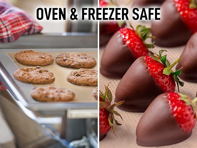 Zulay Kitchen (2 Pack) Silicone Baking Mat Sheet Set - Reusable Baking Mat Nonstick - Half Sheet Baking Mat For Oven - 16.5" x 11.6" (Light Gray)