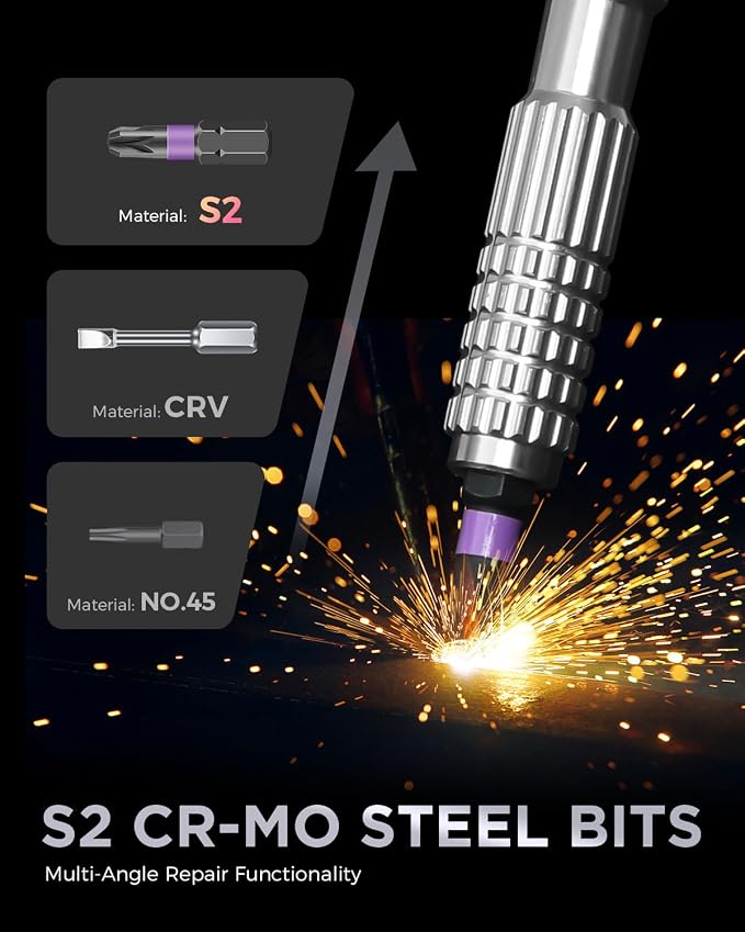 40 in 1 Ratchet Screwdriver Set, Magnetic Ratchet Screwdriver, S2 Steel Bit | Detachable Handle Strong Magnetic Design, Compact Ratchet Wrench Tool Kit for Electronics, Furniture, Bicycle, Home Repair
