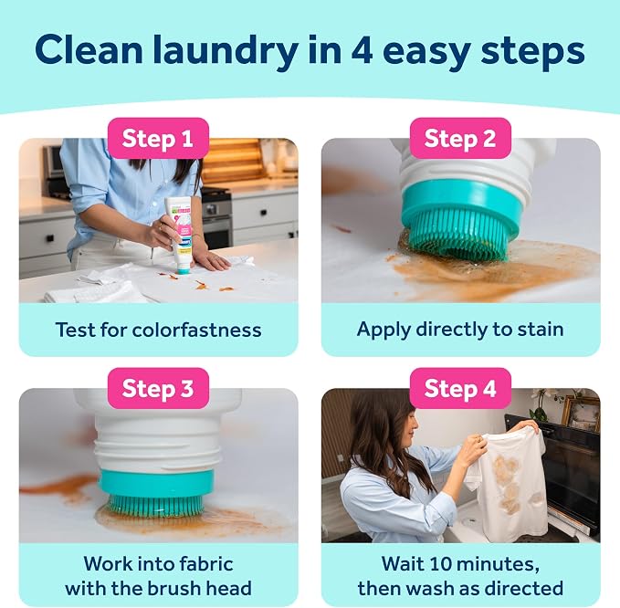 Carbona Laundry Stain Scrubber | Bio-Enzyme Stain Remover | Eliminates Fat, Oil, Blood, Milk, Fruit, Ketchup, Vegetables & Baby Food Stains | Save On Skin & Washable Fabrics | 3 Pack