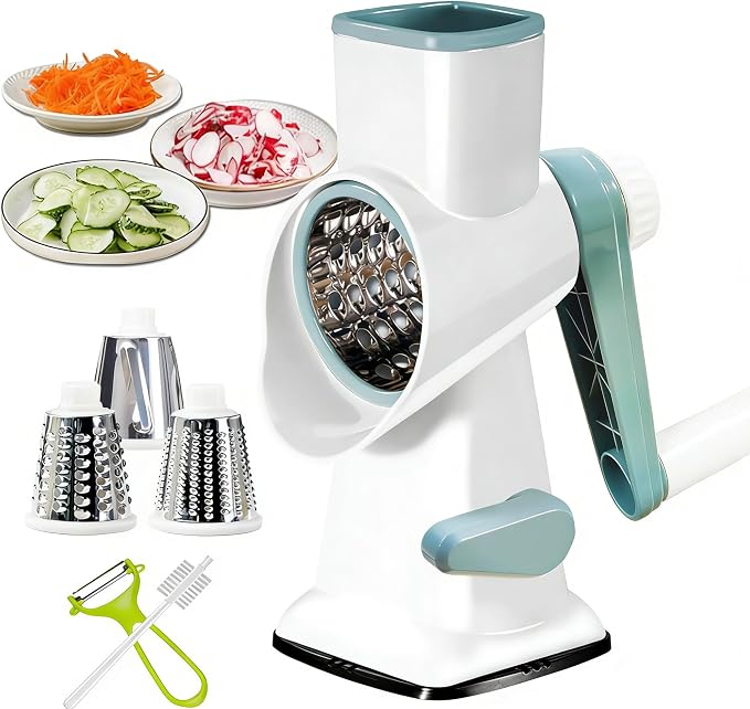 Dachenus Cheese Grater Rotary Cheese Grater,Versatile Cheese Shredder | Powerful suction cup base,Suitable for a wide range of ingredients,Safe hand-protection design,Detachable and easy to clean