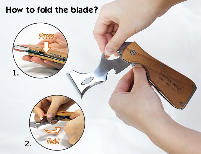 ROLLINGDOG 9-in-1 Folding Painters Tool | Beech Wooden Handle Includes Paint Roller Cleaner, Nail Puller, Putty Knife Scraper, Hammer End