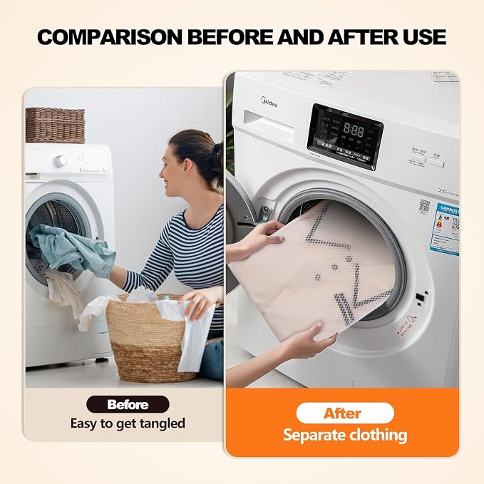 Laundry Bags Mesh Wash Bag, Washer Bag for Laundry Delicates, Orange Hanger | Garment Bags for Washing Machine, for Clothes, Suit, Coat, Dress, Pants, Bra, Sock, Tumble Dryer Safe