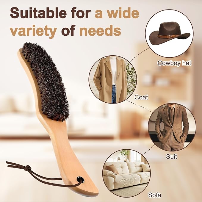 Felt Hat Brush,Felt Hat Cleaner Horse Hair Cowboy Hat Brush Cleaning Kit Hat Brush,Cowboy Hat Cleaner Easily Removes Dust Fuzz and Lint for Shoes Hats,Clothes,Baseball Caps