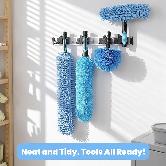 20ft High Reach Extendable Duster Kit with 5-12ft Extension Pole - Ceiling Fan Blade Cleaner, Spider Web Brush Cobweb Remover, Window Squeegee Kit with Telescoping Wand, Extended Extra Long Handle