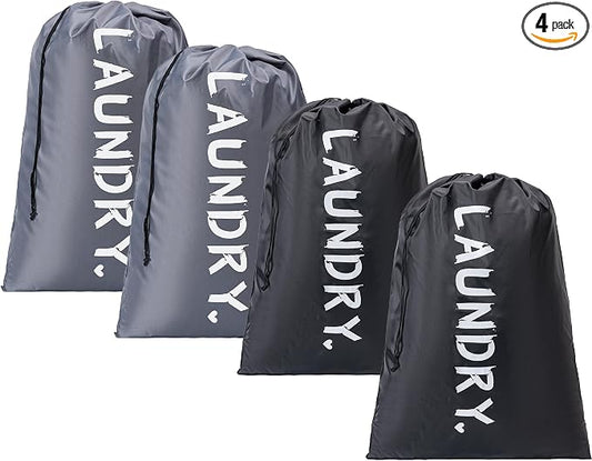 4 Pack Travel Laundry Bag,24" x 36", Extra Large Dirty Clothes Organizer | Machine Washable with Drawstring, Holds 3-4 Loads of Laundry,Fit a Laundry Hamper or Basket Travel Essentials