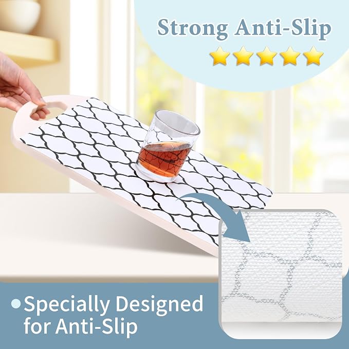 Shelf Drawer Liners for Kitchen Cabinets 12 in X 10 Ft Drawer Liner | Non Adhesive Thickened Refrigerator Liner Black Quatrefoil Strong Non-Slip Paper for Tool Box with Knife and Tape Measure