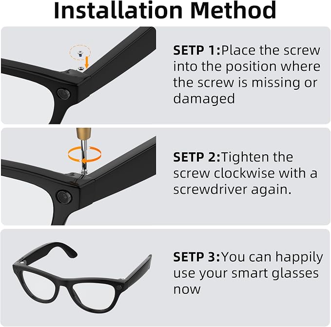 Screwdriver & Screw Repair Kit for Ray-Ban Meta & Oakley Meta Smart Glasses | Magnetic Glass Temple Repair Tool Set for Ray-Ban Meta Gen 2/1, Meta Adventurer/Fury, Meta Blayzer/Scriber & Oakley Meta HSTN