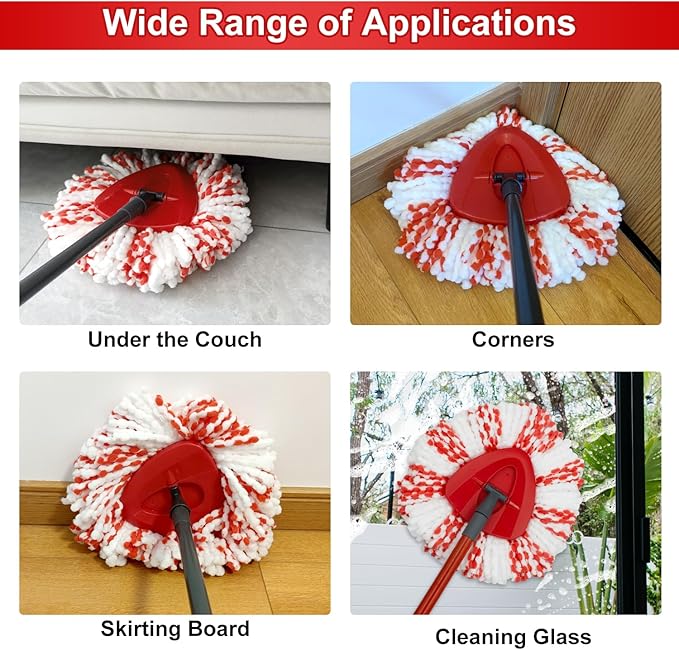 3 Pack Deep Clean Refill Compatible with O Ceda EasyWring Spin Mop & Bucket System Microfiber Mops Heads Refill for Oceda Easywring 1 Tank Spin Mop System, 40% More Cleaning Power, Scrub Pad