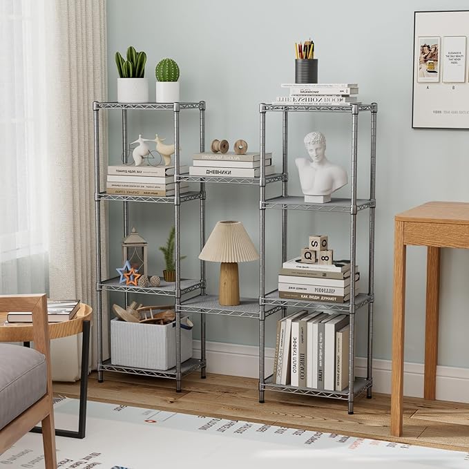Golpart 5Tier Adjustable Storage Shelves Metal Wire Shelving Standing Shelf | Utility Heavy Duty Unit Rack Closet Organize for Home Kitchen Laundry Room Organization Pantry 10"Dx16"Wx55"H Grey