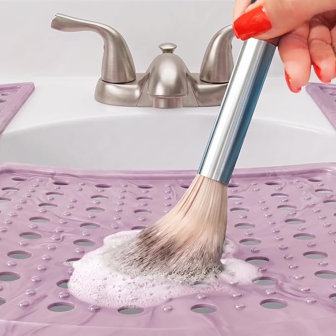Sink Topper Bathroom Sink Cover for Counter Space, Large Pink | Holds up to 7 lb on a steel frame; fits over basins 19-23 in; 480°F silicone; foldable makeup mat; countertop extender