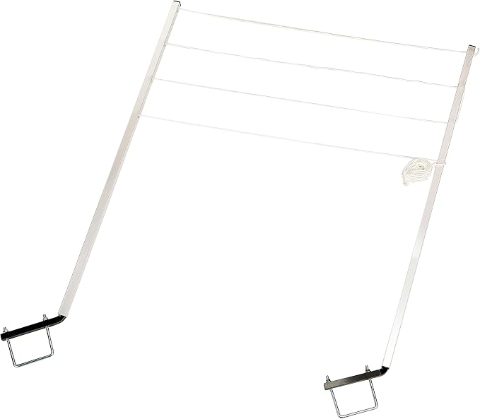 Stromberg Carlson CL-100 Bumper Mounted Clothesline - 48" aluminum foldable travel drying rack for RV Bumper, camper, and outdoor use; 84" hanging space, ideal RV clothesline and camping laundry rack. | Fits 4 in square bumpers, 84 in hanging space, ba...