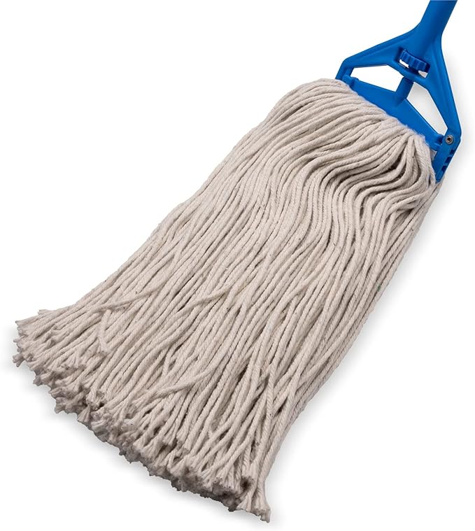 SPARTA Flo-Pac Cotton Mop Head, Cut-End, Narrow Band with White Band for Organized Cleaning, 44 Inches, Tan, (Pack of 12)
