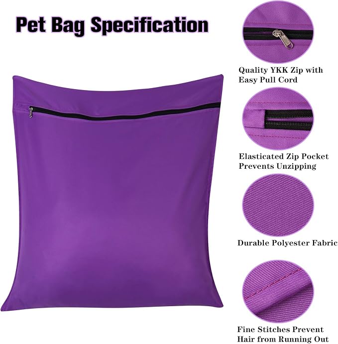 1 Pack Pet Laundry Bag,Stops Pet Hair Blocking The Washing Machine,Big Size Wash Bag Ideal for Dog Cat Horse,Hair Remover Safely,25.8’’ 27.8’’(65 X 70cm)(Purple)