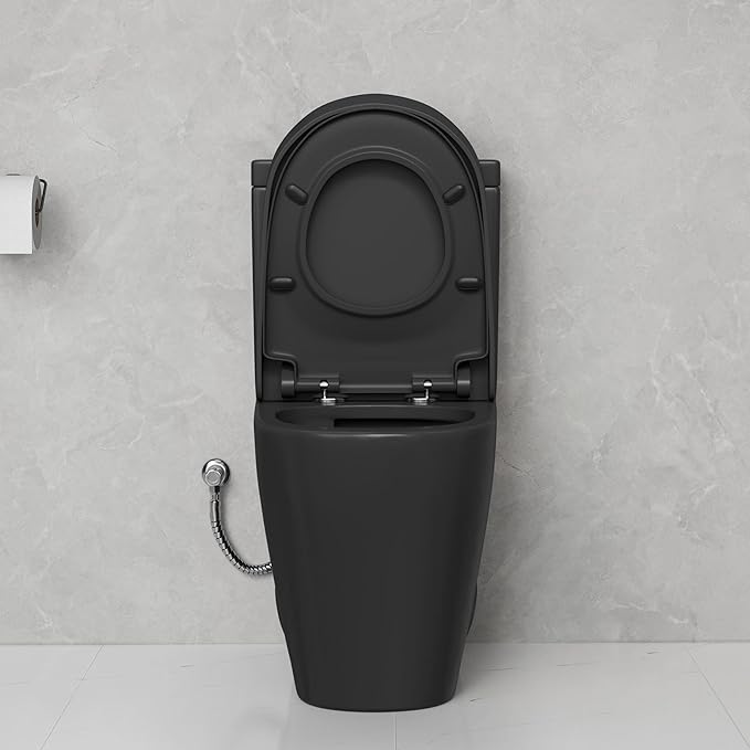 Eridanus One Piece Toilet with Comfort Chair Seat ADA Height 17.3", Powerful Dual Flush Modern Toilet, 1.1/1.6 GPF, 12" Rough-In, Elongated Toilet with Soft Closing Seat, Matte Black