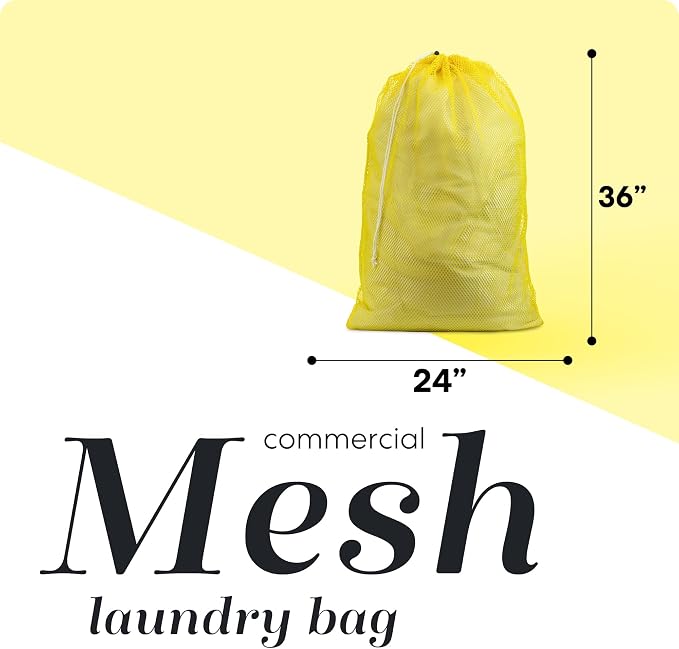 Handy Laundry Mesh XL Laundry Bag 24"x36" 2-Pack, Heavy Duty, Yellow | 2-Pack, XL 24x36 Mesh Laundry Bag, Secure Drawstring, Heavy Duty, Machine Washable, for Delicates Dorm Travel Storage, Yellow