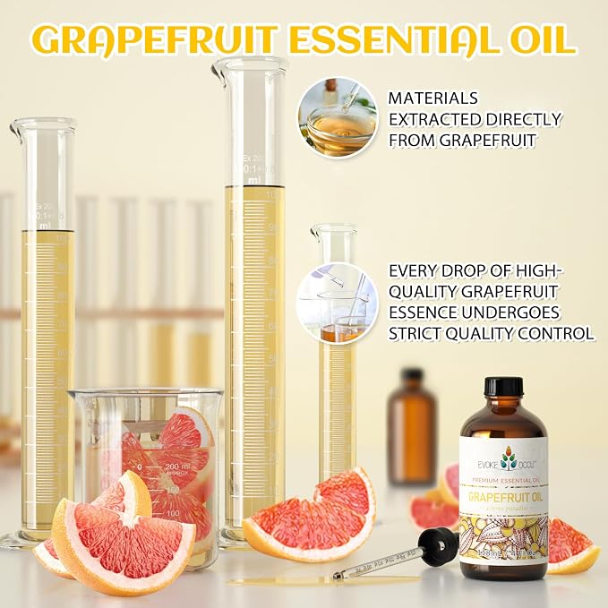 EVOKE OCCU Grapefruit Essential Oil for Skin Care, Diffuser, DIY | Used for Massage and Aromatherapy, a Refreshing Citrus Aroma to Create a Bright Atmosphere —118ml / 4 fl oz