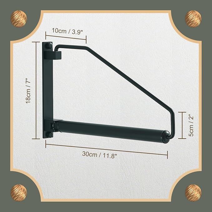 NEWRAIN Folding Clothes Hanger Rack, Wall Mounted Laundry Racks for Drying Clothes,Swing Clothing Hanging System Drying Closet Storage Organizer Black