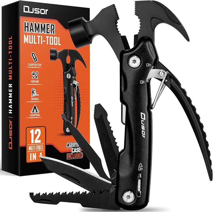 Gifts for Men 12 in 1 Hammer Multitool, Cool Gadgets for Husband | Stocking Stuffers for Men, Hunting Anniversary Birthday Gifts for Him Who Wants Nothing, Camping Essentials Survival Gear
