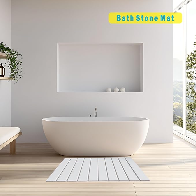 Large Stone Drying Mat for Kitchen Counter, 24"x16" Fast-Drying Super-Absorbent Diatomaceous Dish Drying Mat, Collapsible Dish Drying Stone for Dishes, Bottles, Cups, Any Countertop