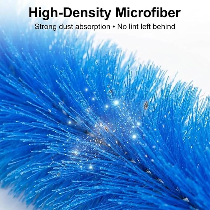 Ultimate Dusting Tool, Fan Cleaning Brush, Bendable Microfiber Head, Flexible Microfiber Duster Remover Washable ldeal for Electric Fans Air Conditioning, Home Car Vents, Curtain (2pcs*Blue)