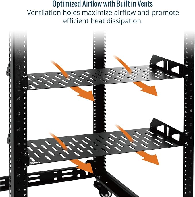 Tecmojo 1U Rack Shelf,19 inch Rack Shelf 8 inch Depth,Rack Mount Shelf with Anti-Slip Stops,Server Rack Shelf and Network Shelf for 19 in Equipments, 55lbs Capacity of Vented 1U Shelf,No Lip(2 Pack)
