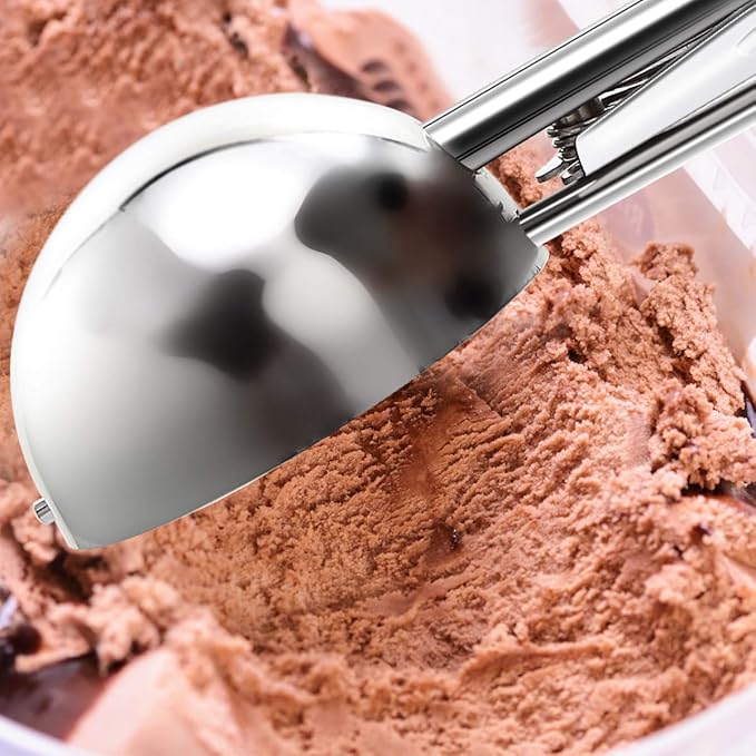 TOPKITCHEN Commercial-Grade Ice Cream Scoop 2.66 oz, 18/8 Stainless Steel Cookie Scoop with Plastic Handle, Portion Control Disher Scoop for Bakeries,Restaurants & Dessert Shops, #12, Green