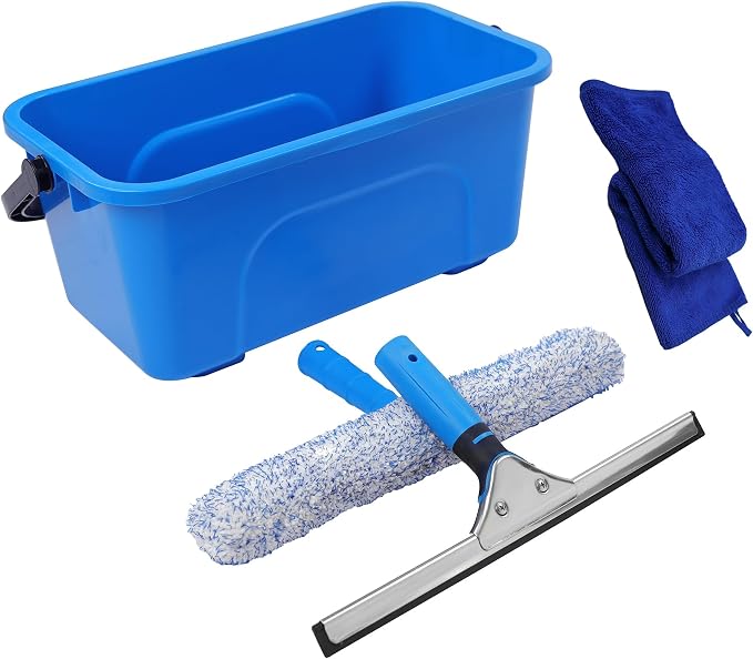 Window Washing Kit,Window Cleaning Squeegee Kit with Bucket | Professional window washing equipment,Squeegee for Window Cleaning,window squeegee for home Outdoor Car Commercial Use
