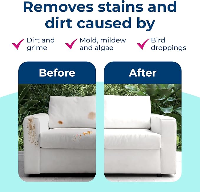 Carbona Oxy Powered Outdoor Cleaner with Built-In Brush (22 Fl Oz), Spot Cleaner for Outdoor Furniture, Rugs & Decks, 2-in-1 Sponge & Bristle Brush
