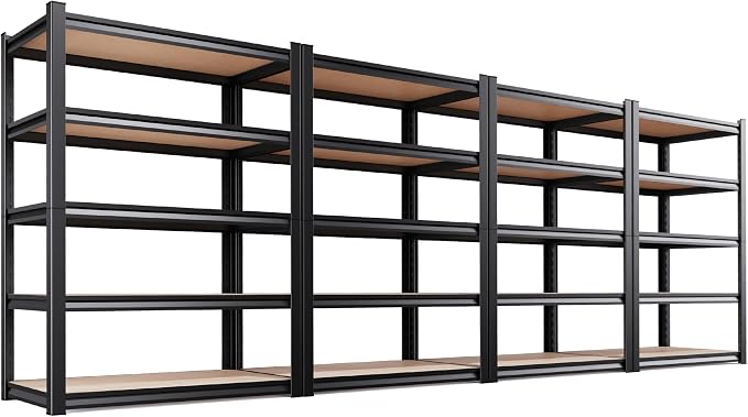Set of 4 46" W Garage Shelving-2050 lbs 5 Tier Storage Shelves,Adjustable Heavy Duty Metal Shelving Unit and Storage Large Rack,Utility Steel Shelf for Warehouse Industrial Pantry 71"x46"x18"