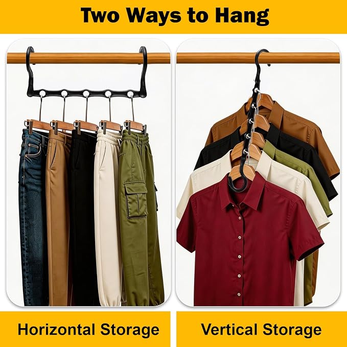 12 Pack College Dorm Room Essentials for Girls Guys, Closet Organizers | Closet Organizers and Storag, Stronger Space Saving Hangers Clothes Hanger, 5 Holes, Magic Home Organization