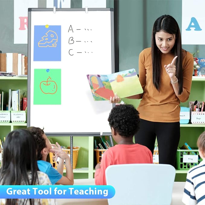 Maxtek Easel Whiteboard 36 x 24, Stand Tripod with Height Adjustable, Gray | 3' x 2' Magnetic Dry Erase Surface, Flipchart Stand, Portable Tripod Easel for Office, Teaching, Home and Classroom