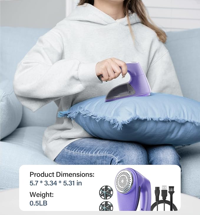 Bymore Fabric Shaver, Lint Remover for Clothes, Sweaters & Furniture,Purple