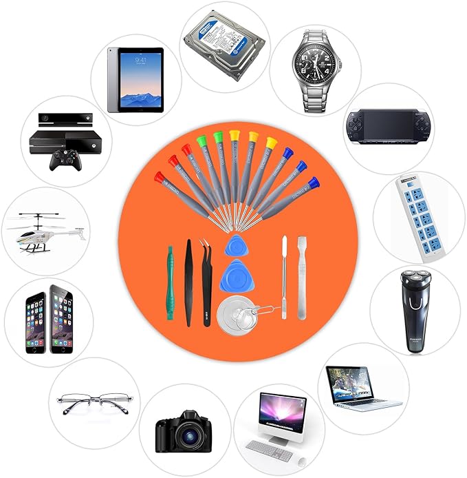 21pcs Precision Screwdriver Set Magnetic,GangZhiBao Repair Tools Kit for Fix Phone/iphone,Computer/PC,Tablet/Pad,Watch,PS4 - Replace Screen Battery Camera Small Electronics Open Pry Tool Kits Sets DIY