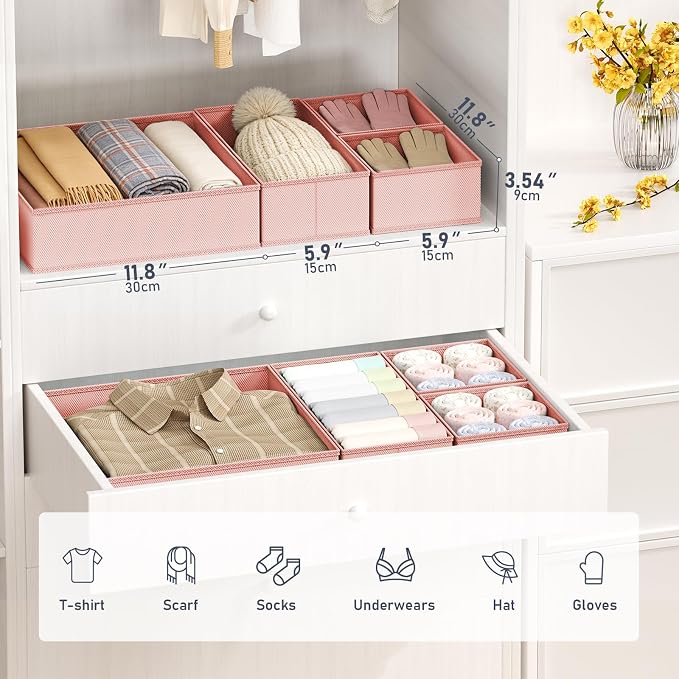 DIMJ Drawer Organizer Clothes - 30 Pack Baby Dresser Organizer for Nursery Closet Organization, Fabric Drawer Organizer Bins for Underwears Socks Bras, Foldable Storage Dividers for Bedroom