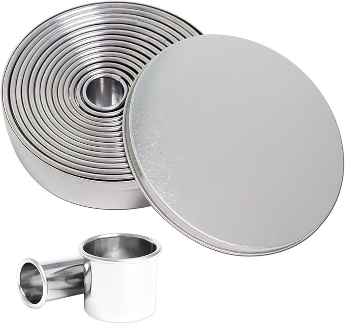 14 PCS Circle Cookie Cutters, Stainless Steel Biscuit Cutter Set(Silvery)