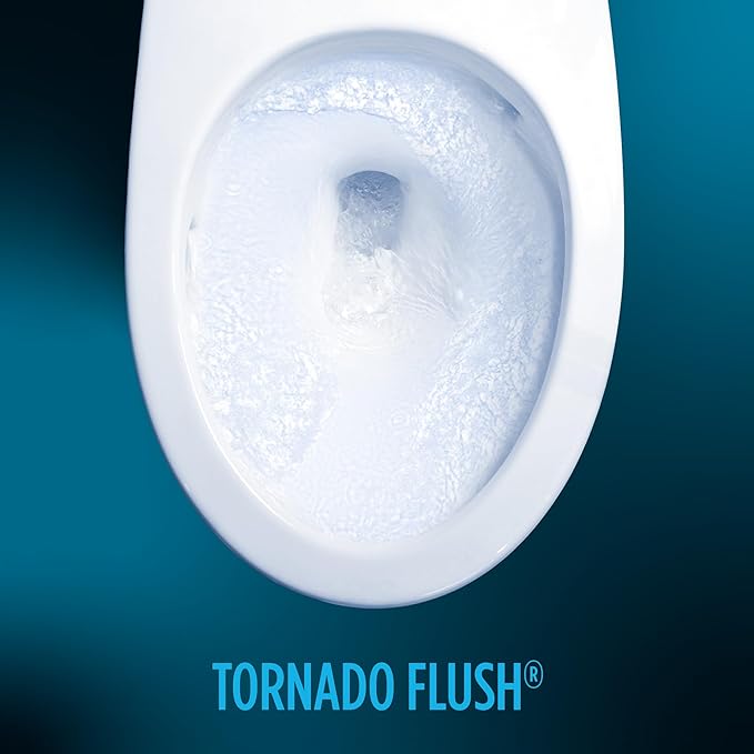TOTO Drake Two-Piece Elongated 1.28 GPF Universal Height TORNADO FLUSH Toilet with CEFIONTECT and SoftClose Seat, WASHLET+ Ready, Cotton White - MS776124CEFG#01