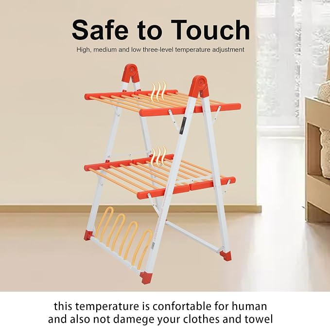 Electric Heated Clothes Drying Rack,Foldable Heated Garment Dryer with Timer Shut-Off Laundry Rack for Clothes Shoes Socks,Aluminum Alloy