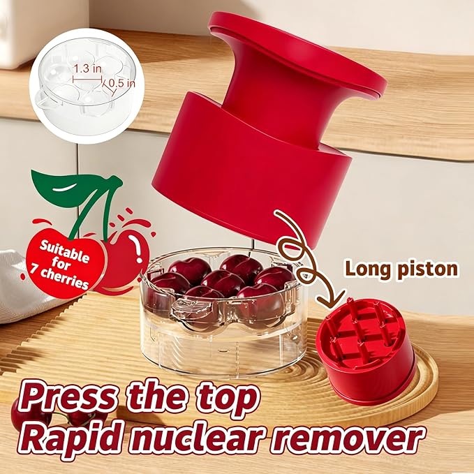 Cherry Pitter Tool Quick Release Multi Cherries Stoner Pitter 7-in-1 | Push Button Cherry Core Pitter Tool with Splatter Protector, Pit Seed Remover for Making Jam Cherry Dishes