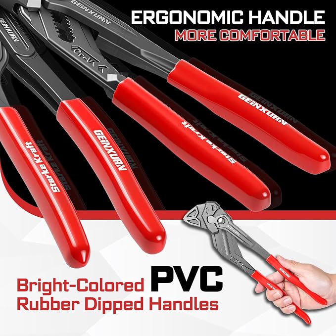 12-Inch Pliers Wrench, 1PC Smooth V-Jaw Pliers with 24-Position Push-Lock, Fast Adjustable Slip Joint Pliers Set for Plumbing, Home Repair, and Pipe Fittings