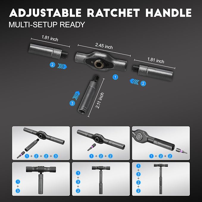 42 in 1 Magnetic Screwdriver Set, Ratchet Screwdriver Set with Case, Repair Tool Kit with Ratchet T Handle, Screw Driver Set Kit for Eyeglass, Bicycle, Watch, Ring Doorbell, Electronics, Pc