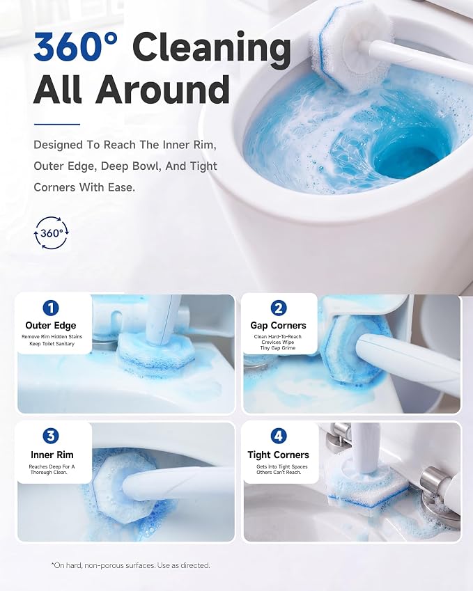 20 Count Toilet Wand Refills for Clorox, 5X Cleaning Power Toilet Bowl Cleaners & High-Density Disposable Toilet Scrubber Refill - No Falling Apart, Instant Foam for Bathroom Cleaning
