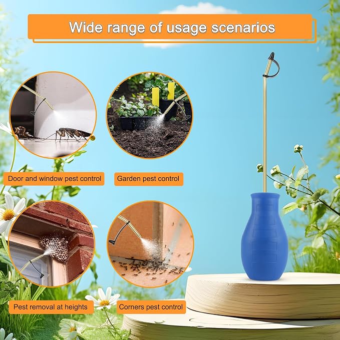 Diatomaceous Earth Duster, Powder Sprayer, (2pack) Garden Duster Applicator Dispenser with Long Plastic Tube for Organic Gardening Agricultural Supplies for Diatomaceous Earth Powder（Blue）