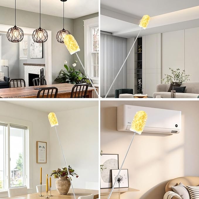 Duster Refills,Static Dust Removal Compatible with Swiffer for Dusting 30ct | Cobweb Duster with 84“ Extension Pole,Disposable Dusters Kit Retractable for Electronics,Furniture,Blinds,Ceiling Fans