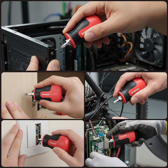 8 in 1 Multi-bit Stubby Screwdriver, Small Short Screw Driver Tool | 6 CRV Bits Phillips, Slotted, Torx, Magnetic Tip Portable All in One Repair Tool Kit for Home DIY Tables, Doors, Chairs
