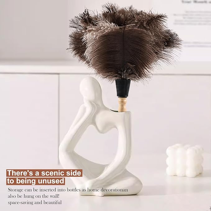 Ostrich Feather Duster 14" Natural Handheld Reusable Feathers Dusters with Wooden Handle for Cleaning Supplies Home Car Office(10PCS)