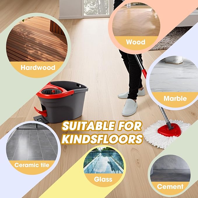 10Pack Spin Mop Replacement Heads,100% Microfiber Mop Heads Replacements Compatible with Oceda Easywring 1-Tank System,360 Degree Spin Mop Replacement Head for Easy House Cleaning Floor Mopping